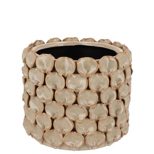 Keramik Übertopf Nancy Blumen creme 14x14x12cm