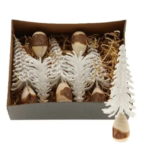 Weihnachtsbaum Picea wax weiss/braun D09cm H21cm