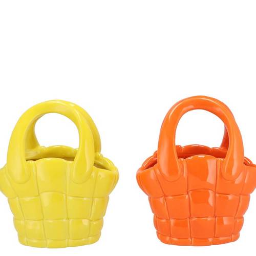 Keramik Vase Happy Tasche orange mix 19x12x22cm