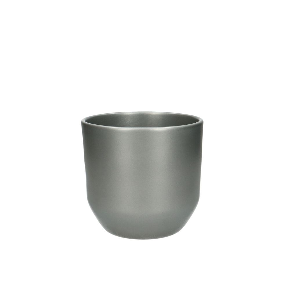 Keramik Übertopf Knick silber D13cm H12cm
