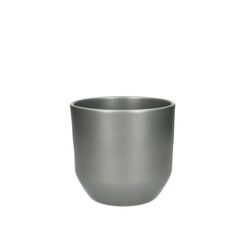 Keramik Übertopf Knick silber D13cm H12cm
