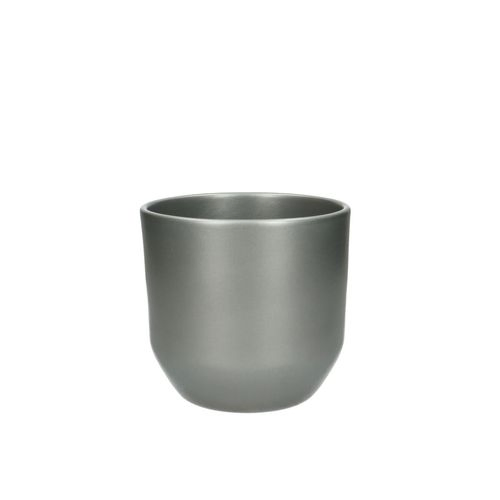 Keramik Übertopf Knick silber D13cm H12cm