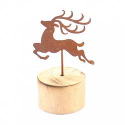 Rentier auf Holz braun 05x11x12cm