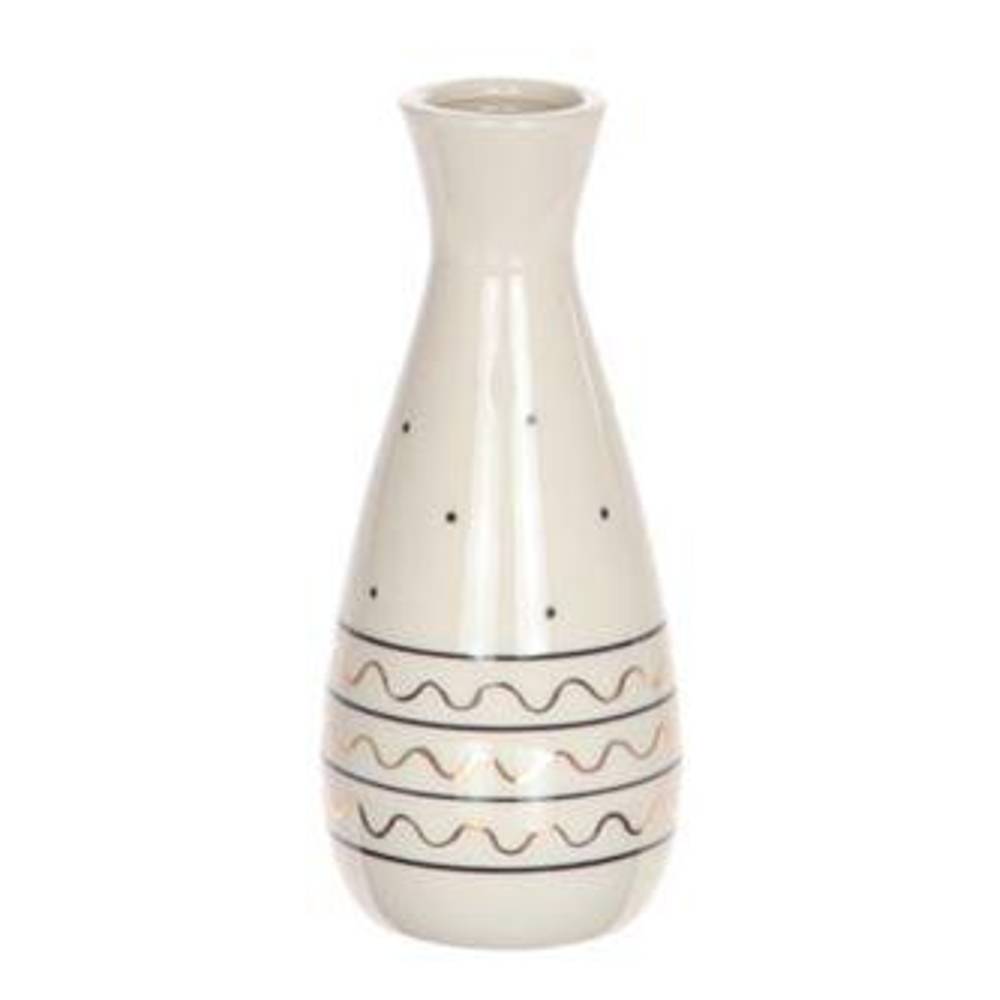 Keramik Vase Linien weiss D09cm H21cm