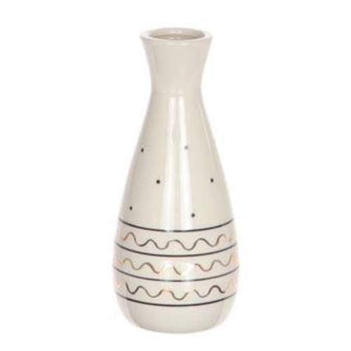Keramik Vase Linien weiss D09cm H21cm