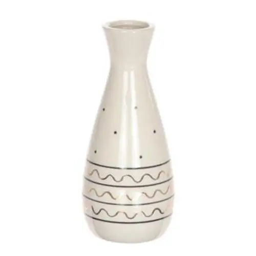 Keramik Vase Linien weiss D09cm H21cm