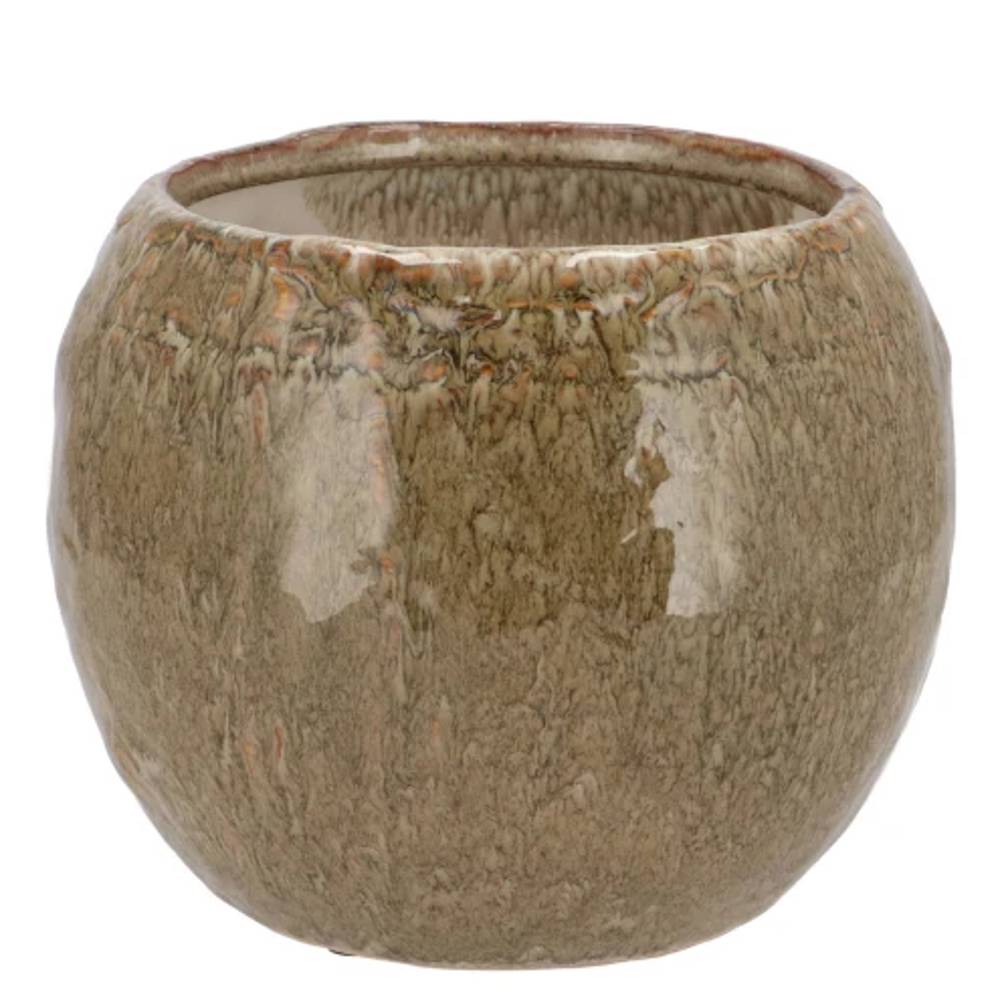 Keramik Übertopf Iron Stone sand 20x20x16cm