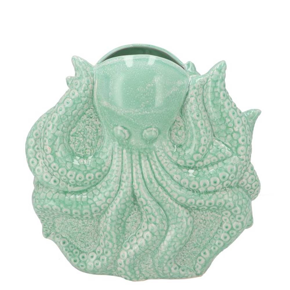 Keramik Vase Octopus grün 23x9x23cm