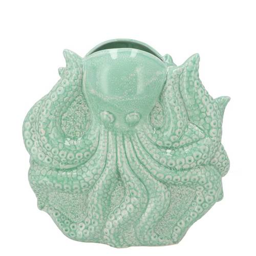 Keramik Vase Octopus grün 23x9x23cm