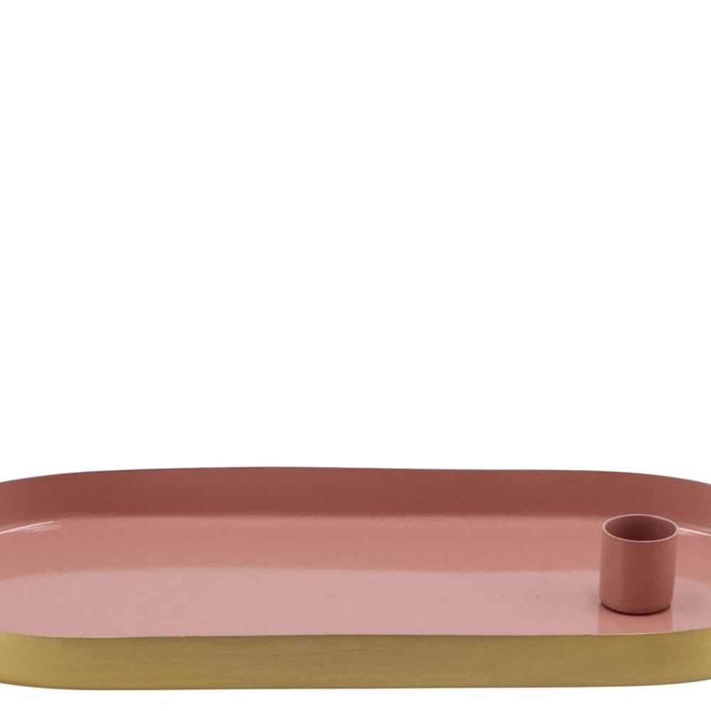 Kerzenständer Teller rosa Oval 30x14x2,5cm