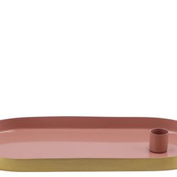 Kerzenständer Teller rosa Oval 30x14x2,5cm