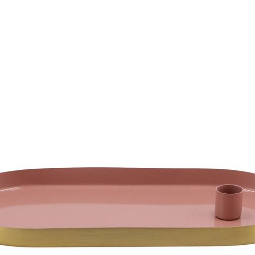 Kerzenständer Teller rosa Oval 30x14x2,5cm
