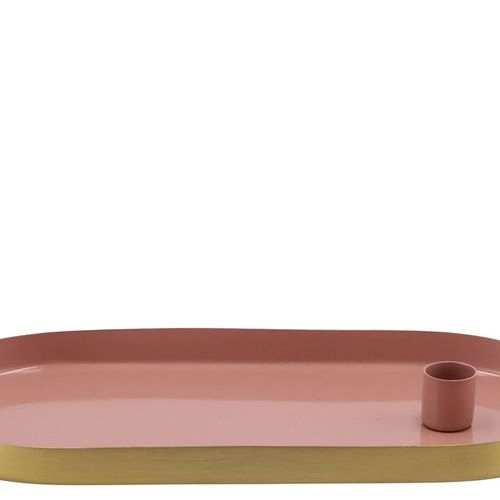 Kerzenständer Teller rosa Oval 30x14x2,5cm