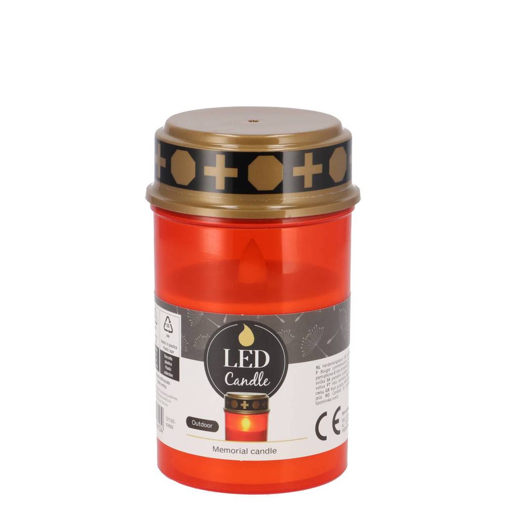 LED Grabkerze rot 08x08x13cm