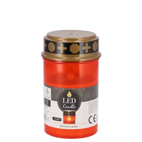 LED Grabkerze rot 08x08x13cm