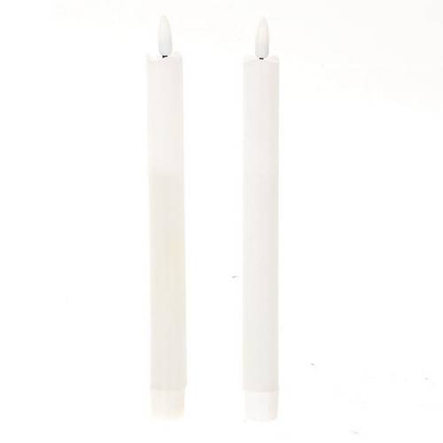 LED Tischkerze weiss D2cm H24cm 2st ex.AA