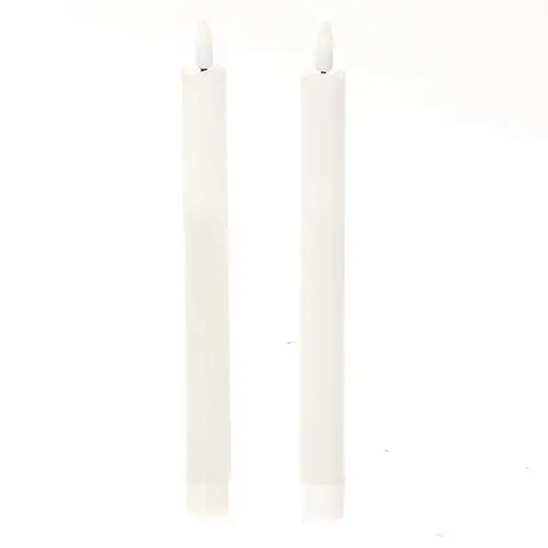LED Tischkerze weiss D2cm H24cm 2st ex.AA