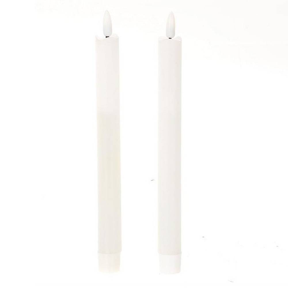 LED Tischkerze weiss D2cm H24cm 2st ex.AA