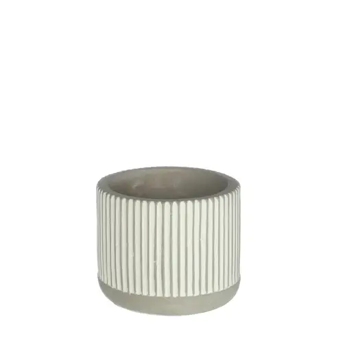 Keramik Übertopf Lines grau D07.5cm H06cm