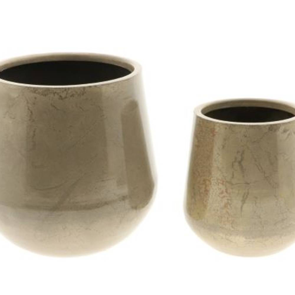 Metall Übertopf Venato 2/Set hell braun D35cm H33cm
