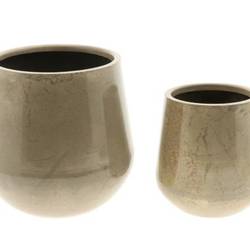 Metall Übertopf Venato 2/Set hell braun D35cm H33cm