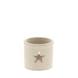 Teelichthalter Stern weiss D08cm H07.5cm 