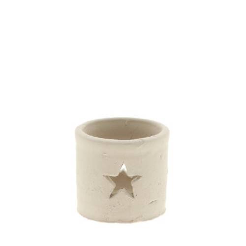 Teelichthalter Stern weiss D08cm H07.5cm 