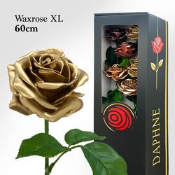 Plastik Wachs Rose XL auf Stiel gold L60cm