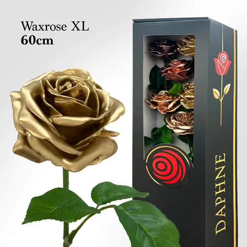 Plastik Wachs Rose XL auf Stiel gold L60cm