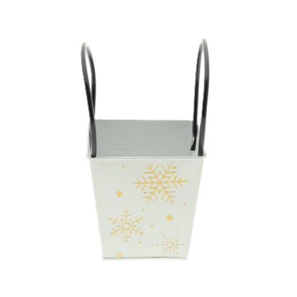 Zink Übertopf Schneeflocke weiss D13.5cm H13.5cm