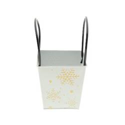 Zink Übertopf Schneeflocke weiss D13.5cm H13.5cm