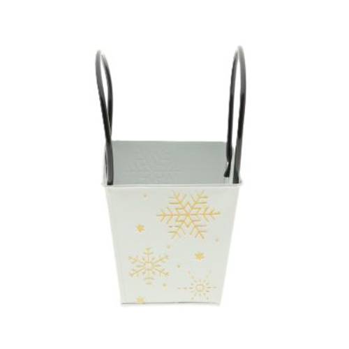 Zink Übertopf Schneeflocke weiss D13.5cm H13.5cm