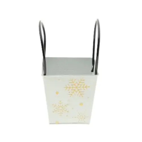 Zink Übertopf Schneeflocke weiss D13.5cm H13.5cm