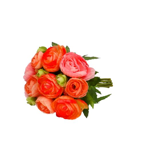 Seiden Ranunkel Strauß rosa/orange L20cm