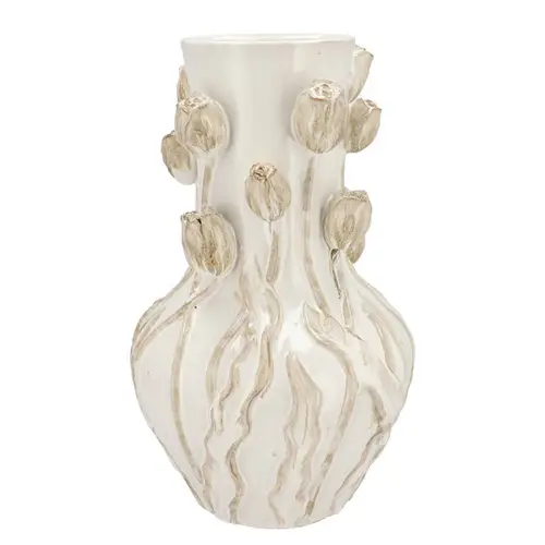 Keramik Vase Mara Tulpe weiss 28x28x45cm