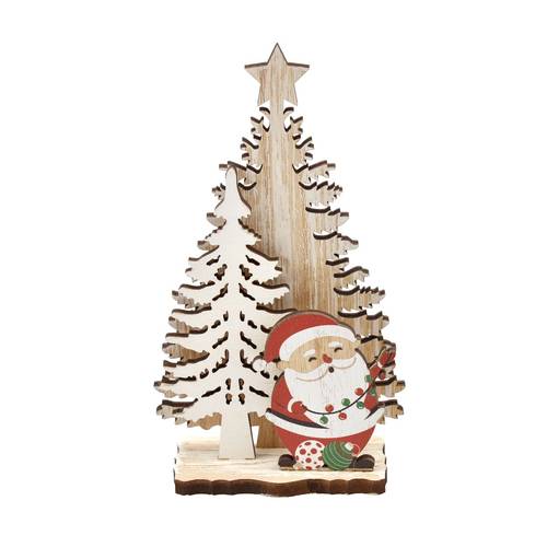 Baum+Weihnachtsmann weiss 09.5x04.5x16.5cm
