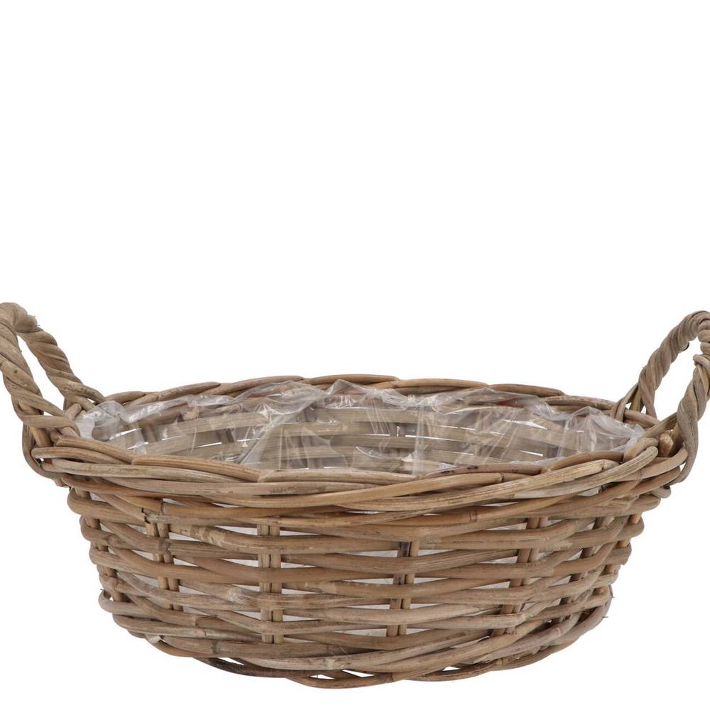 Korb Henkel Rattan braun D30cm H13cm
