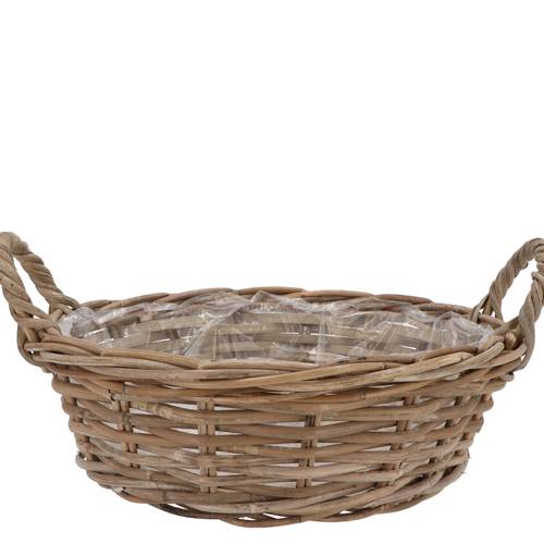 Korb Henkel Rattan braun D30cm H13cm