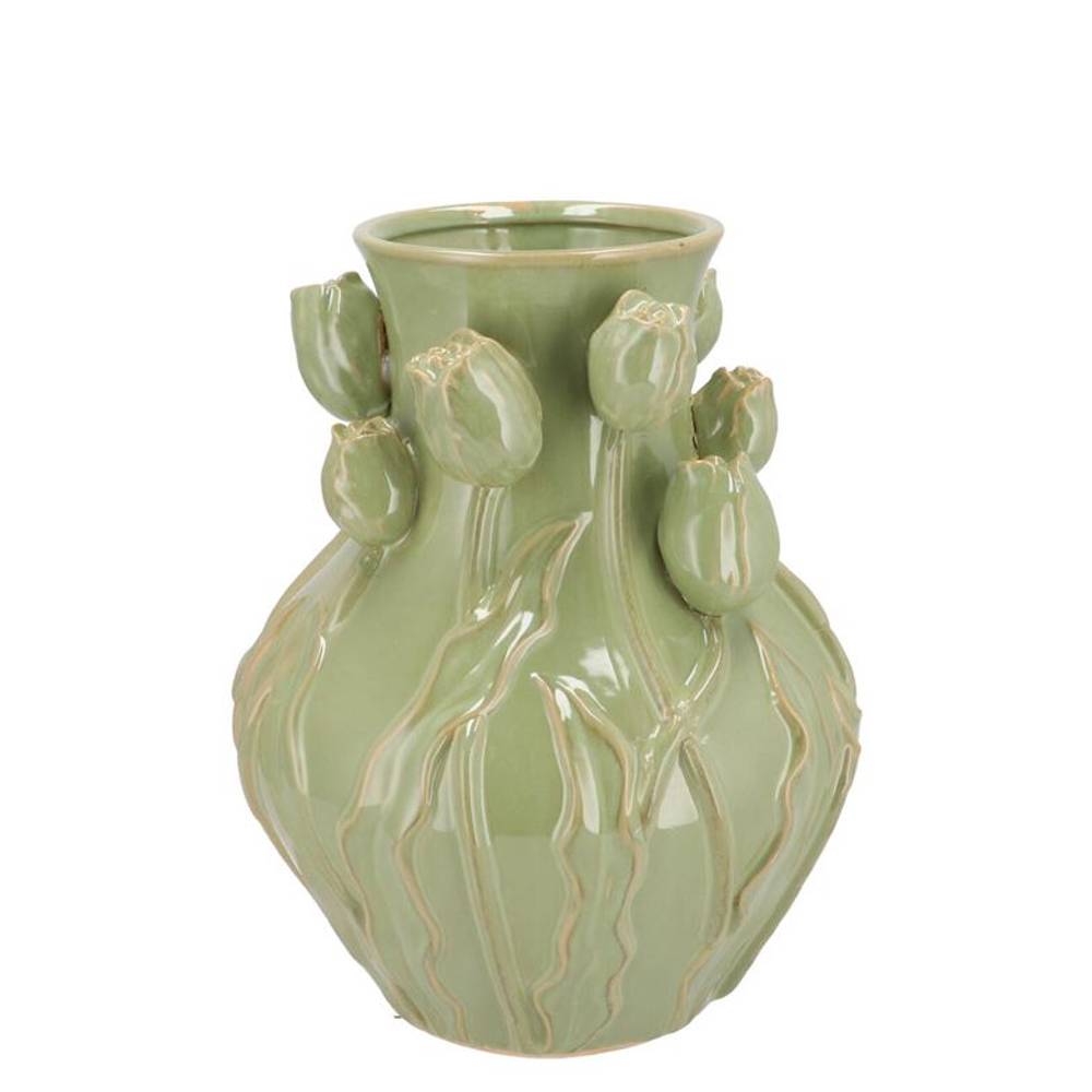 Keramik Vase Mara Tulpe grün 24x24x27cm
