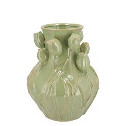 Keramik Vase Mara Tulpe grün 24x24x27cm
