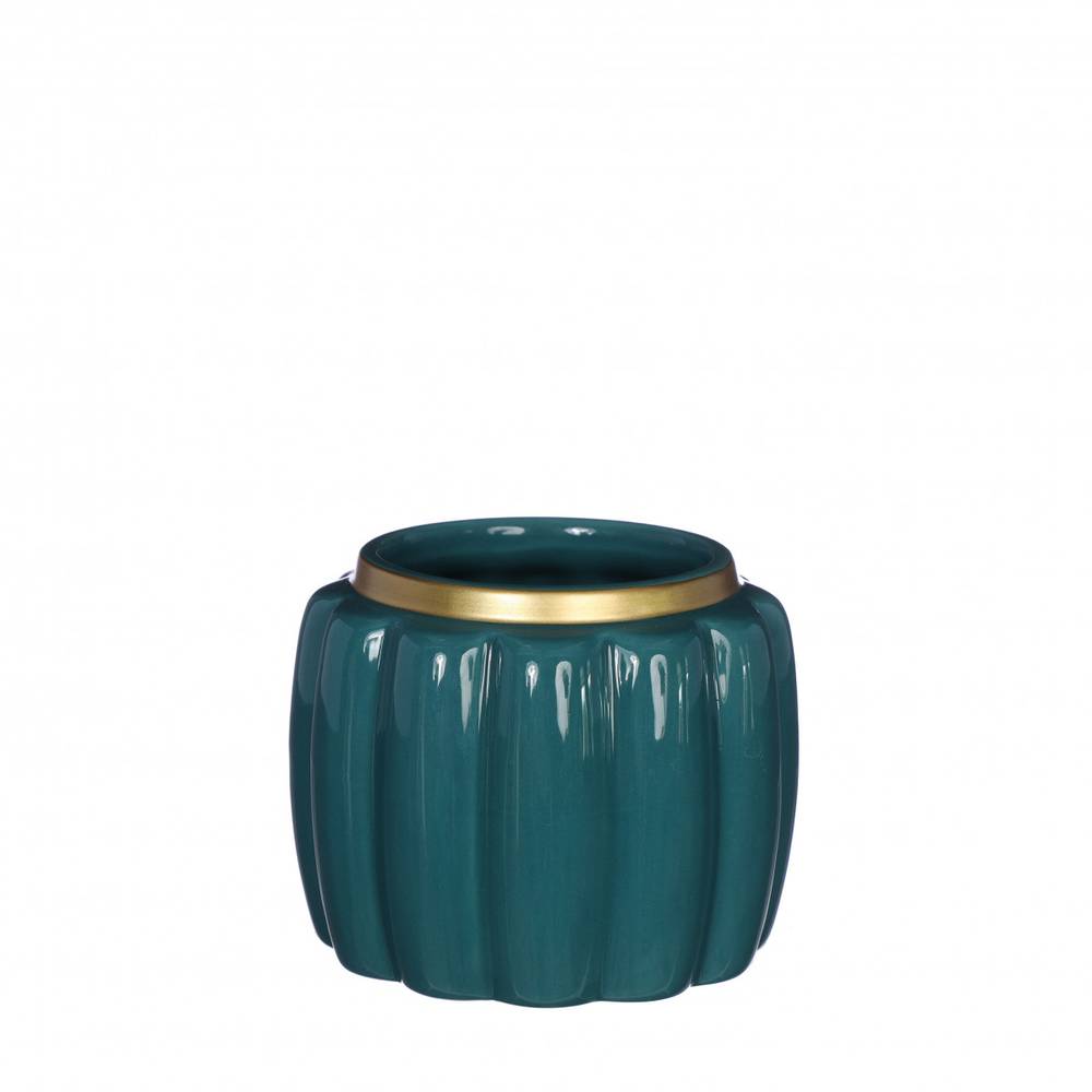 Keramik Übertopf Pouff blau D09.5cm H07.5cm