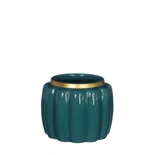 Keramik Übertopf Pouff blau D09.5cm H07.5cm