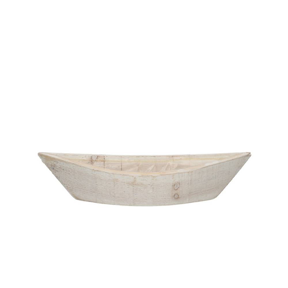 Holz Schale Boot weiss 42x14x08cm