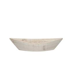 Holz Schale Boot weiss 42x14x08cm