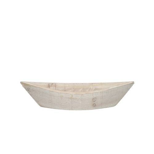 Holz Schale Boot weiss 42x14x08cm