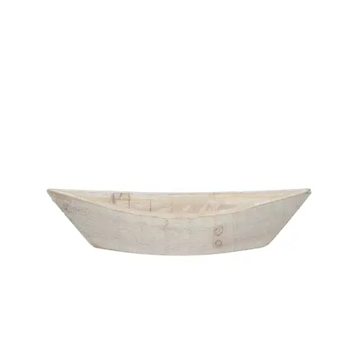 Holz Schale Boot weiss 42x14x08cm