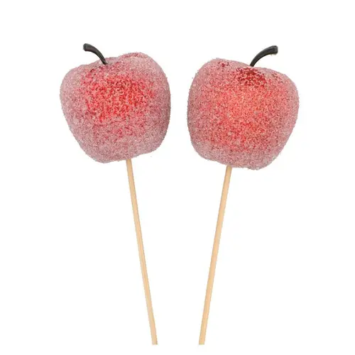 Apfel auf Stab Snowy mix rot D06cm L40cm