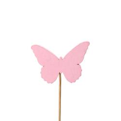 Schmetterling Holz auf Stab rosa L50cm D06cm