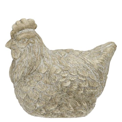 Beton Huhn mit Federn grau 19x12x14cm