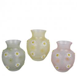 Glas Vase Flower pastel mix D13cm H16cm